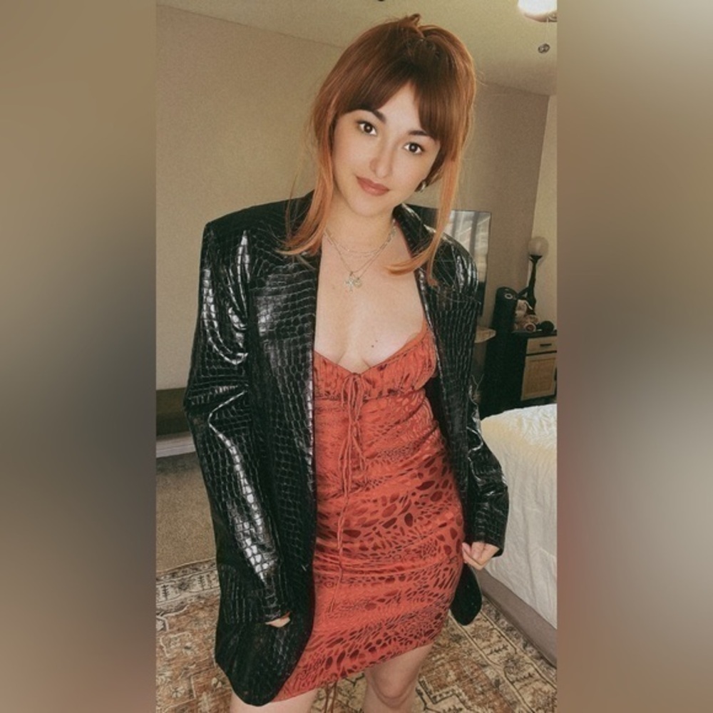 Crock style faux leather blazer jacket